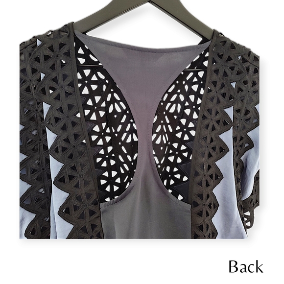 Rebecca Taylor Multicolored Flutter Sleeve Blouse Short Sleeve Womens Size 6 - Picture 8 of 13